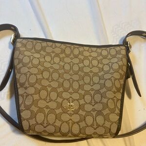 Coach Tan and Brown Signature dufflete bag